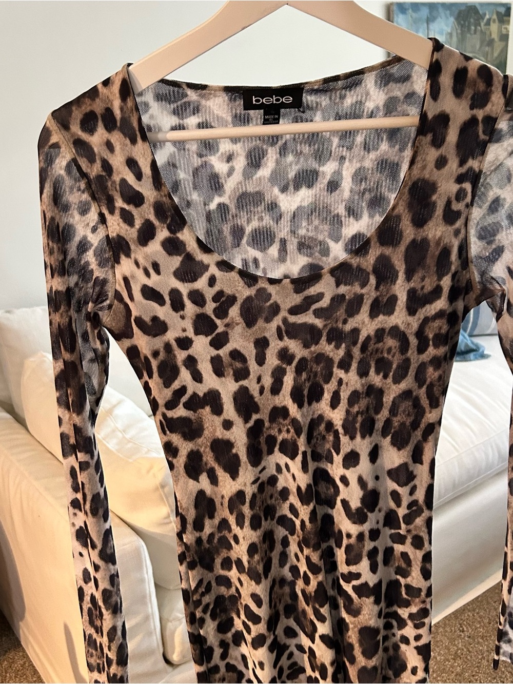 Bebe leopard mesh top